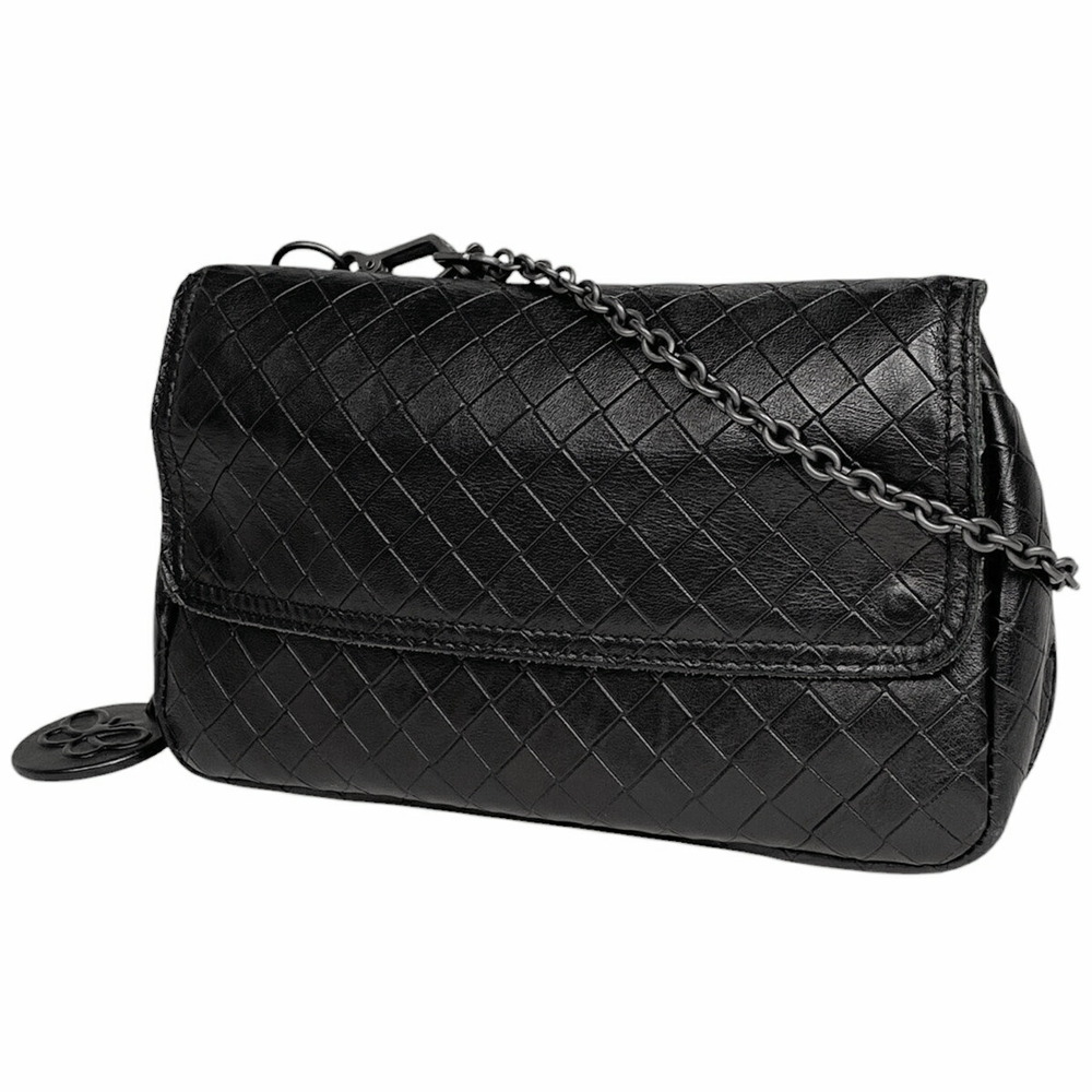 Bottega Veneta Intreccio Mirage Chain Shoulder Bag Butterfly Embossed Black